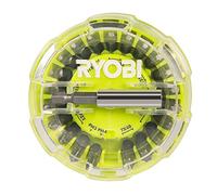RYOBI Palet Aimanté 22 Embouts de Vissage RAK22SDHOK Clip de Ceinture | 21 pointes et 1 porte-embout, boîtier rond magnétique, accès rapide sur le chantier, empreintes Philips, Pozidriv, Torx
