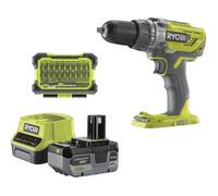 RYOBI - Perceuse à percussion 18V ONE+ - 50 Nm - 500-1800 tr/min + batterie 4,0 Ah, chargeur 2,0 A, sac - R18PD3-140SA