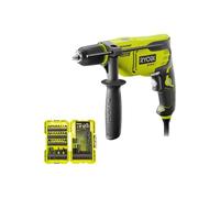 RYOBI - Perceuse à percussion - 800W - Coffret empilable impact - 38 accessoires perçage-vissage-boulonnage - Moteur sans balais, Compacte, Polyvalente - 13/16 mm - 230V - DRILL