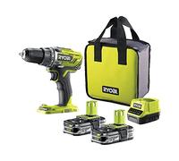 RYOBI Perceuse-Visseuse 18V ONE+ 2 Vitesses R18DD3-215S Batterie fournie | 2 packs 1,5 Ah et chargeur inclus, mandrin autoserrant 13 mm, 24 réglages de couple, plus de 200 outils compatibles