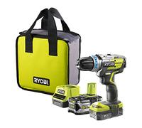 RYOBI - Perceuse-visseuse à percussion BRUSHLESS 18V - 60 Nm - 440-1 700 tr/min - 27 200 cp/min - mandrin métal 13 mm - 2 batteries 1x 5,0 Ah / 1x 2,0 Ah - chargeur - Livrée en sac - R18PDBL-252S