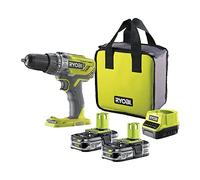 RYOBI - Perceuse-visseuse à percussion sans fil 18V ONE+ avec 2 batteries lithium+ 1,5 Ah - R18PD3-215S
