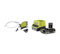 Ryobi - Pompe de transfert 18V - 1 500 L/h - aspiration 2,5 m - levée 14 m - Livrée avec 1 tuyau 2,5 m, 1 raccord rapide 18 mm, 1 adaptateur, 1 filtre, 1 batterie 2Ah et 1 chargeur rapide