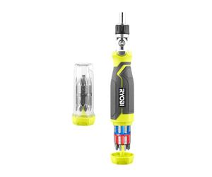 Ryobi - RHSDSMR35 - Tournevis à cliquet pivotant 72 dents - 35 accessoires - Tête réglable 45° / 90° / 180°, embouts 1/4˝ hex, fixation magnétique - Bricolage & réparation