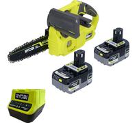 RYOBI RY18CS20A 18 V ONE+ tronçonneuse à chaîne sans fil 20 cm Compact + 2x batterie 5,0 Ah + chargeur
