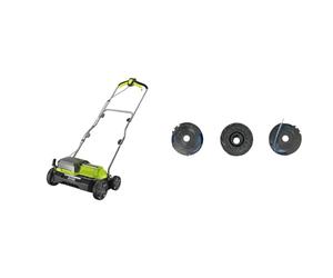 Ryobi RY18SFX35A-0 18V One+ Cordless 35cm Brushless Scarifier, 18 V, Vert & Lot de 3 Bobines Simple Fil Ø 1,6mm, Longueur 4,5m pour Coupe-Bordure Électrique sur Batterie - Fil Résistant