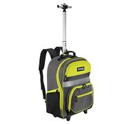 RYOBI Sac à Dos à Roulettes RSSBP2 Poignée Télescopique 52 cm et Bretelles | Portage sur le dos ou roulage au sol, tirant de 52 cm, fermeture renforcée, compartiments multiples, chantier, jardin