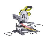 RYOBI Scie à Onglets 1500W EMS216L Ø216 mm 48 Dents et Guidage Laser | Table pivotante, 14,5 kg, glissières fixes pour un faible encombrement, extensions t sac fournis, plinthes, lambris