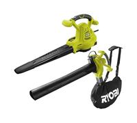 RYOBI - Souffleur Aspiro-Broyeur 2800W 2-en-1 - Vitesse Soufflerie 345 km/h - Décharge de Traction - Travail Confortable dans la Durée - Livré avec Harnais Bretelle Vertebrae & Buse Plate - RBV2800CSV