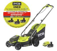 RYOBI - Tondeuse poussée 18V ONE+ - Ø coupe 33 cm - ramassage et mulching - 1 batterie 18V 4 0 Ah et 1 chargeur - RLM18X33B40