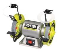RYOBI - Touret à meuler 250 W + meule à ébavurer, meule de finition, 2 pare-éclats transparents et 2 porte-pièces - RBG6G1