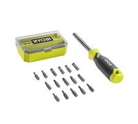 RYOBI - Tournevis à Cliquet + 16 Embouts - RHSDM1701 - Réservoir Embouts, Cliquet Réversible