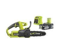 RYOBI Tronçonneuse 18V ONE+ Guide 20 cm RY18CS20A-125 Batterie 2,5Ah | Batterie 2,5 Ah et chargeur inclus, chaîne et fourreau fournis, lubrification automatique, ébranchage et bois de chauffage
