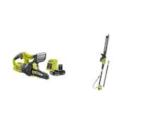 RYOBI Tronçonneuse compacte 20 cm + Taille-Haie Électrique sur Perche Sans Fil à Batterie - Lames 45cm - Livré avec Fourreau, Harnais, Extension, 1 batterie lithium+ 18V 2,5 Ah et 1 chargeur 1,5 A