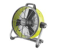 RYOBI - Ventilateur Brasseur d'Air 18V ONE+ - Ø42cm, 3 Vitesses (550, 800,1050 tr/min), Silencieux 63dB, Tambour Métal Multi-Positions 220° - Batterie et Chargeur non Inclus - R18F5-0