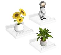 RYOFOBETTO Lot de 3 petites étagères murales flottantes, 15,2 x 15,2 cm, pour salon, chambre à coucher, cadres photo, plantes, cuisine (blanc)