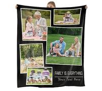 Ryoizen Plaid Personnalisé Photo Couverture Doux Multi-usages Couvre-lit Personnalisable Photo Cadeau pour Naissance Fille Cadeaux Saint Valentin Noël Anniversaire Famille,5 Photos,76x100cm