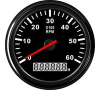 RYOZAI Moto Jauge Tacomètre Tachymètre De Voiture 85 Mm Compte-Tours Hors-Bord Bateau À Moteur Moteur Électrique 6000 TR/Min Compteur avec Compteur Horaire Rétro-éclairage Rouge (Color : BN-6KL RPM)
