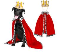 Rypet Costume d'Halloween pour chien, costume d'Halloween pour chien avec cape et couronne, cape de roi pour chiens de grande et moyenne taille, tenue pour animal de compagnie, fête d'Halloween, Roi