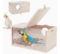Rypet Nichoir pour perruches - Design transparent - Nichoir à oiseaux avec perchoir en bois - Pour calopsittes inséparables, perruches, pinsons, canaris - Taille XL