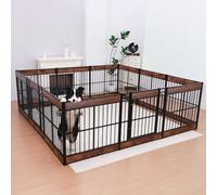 RYPetmia Enclos pour chien de 90 cm de hauteur pour intérieur robuste, sûr et robuste, style meuble pour chiot (12 panneaux (89,9 cm de haut), marron rustique