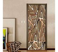 RYQRP Autocollant Porte 3D Modèle en Métal Stickers de Porte PVC Imperméable Trompe l'œil Décoration Papier Peint Murale pour Salon Cuisine Chambre Salle de Bain Decoration 88cmx200cm