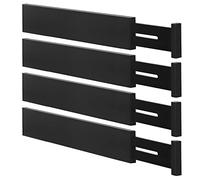 Ryqtop Lot de 4 séparateurs de tiroir réglables en bambou pour vêtements, cuisine, commode, chambre, salle de bain et bureau, noir, 30,5 à 43,2 cm