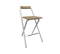 RYQZHHY Tabourets Hauts Pliants Tabouret de Bar Pliable avec Dossier for comptoir créatif(White-Wood Color)