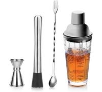 RYRYR Kit de Barman mixologie, Ensemble de Shaker for préparation de Cocktails, Barman à Domicile, Outils de Bar à Trois Niveaux en Verre à manivelle 4 pièces