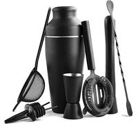 RYRYR Kit de Barman mixologique, Ensemble de Shaker for préparation de Cocktails, Barman for la Maison, Ensemble de 8 pièces en Acier Inoxydable Peint en Noir, Tasse Shaker, Outils de Bar complets