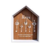 RYRYR Porte-clés for Armoire Murale, 1 boîte de Rangement en Bois en Forme de Maison avec 5 Crochets, Cintre Rustique, décoration de la Maison(Old Color)