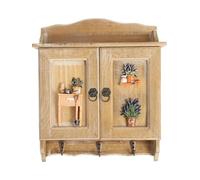 RYRYR Porte-clés for Armoire Murale, 1 boîte rétro en Bois à Double Porte, Support de Rangement avec 9 Crochets, décoration de Salon