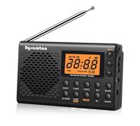 Rysamton Radio portable AM/FM à ondes courtes grand affichage numérique avec minuterie de sommeil et fonction réveil, radios à piles Black