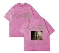 RYSXJLX Doechii Live from The Swamp Tour T-Shirt 2025 Femmes Hommes Délavé Coton Délavé T-shirt à Manches Courtes Streetwear, rose, 4XL