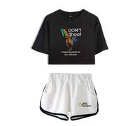 RYSXJLX Ensemble coordonné amusant imprimé "Dont shoot" pour fans de jeux - Haut court et short pour femmes, vêtements décontractés pour l'extérieur - Merch Hot Game ARC Raiders, S