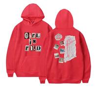 RYSXJLX Girl in red Merch Photo Logo Print Hoodie Unisexe Casual Fashion Retro Classic Sweatshirt Streetwear, Rouge, S
