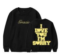 RYSXJLX Gracie Abrams Merch I Love You I'm Sorry Logo Crewneck Women Men Retro Classic Sweat-shirt à manches longues, Noir , M