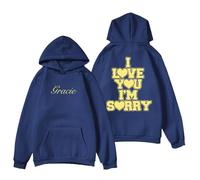 RYSXJLX Gracie Abrams Sweat à capuche unisexe à manches longues avec inscription « I Love You I'm Sorry 2024 », bleu marine, S