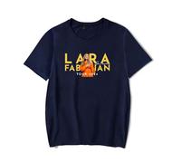 RYSXJLX Lara Fabian T-shirt Je T'aime Tour 2024 Femmes Hommes Tour Merch Mode Casual T-shirt à manches courtes, bleu marine, XL