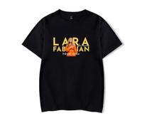 RYSXJLX Lara Fabian T-shirt Je T'aime Tour 2024 Femmes Hommes Tour Merch Mode Casual T-shirt à manches courtes, Noir , L