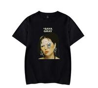 RYSXJLX Saya Gray Merch SAYA Album 2025 T-shirt Femmes Hommes Mode Casual T-shirt à manches courtes, Noir , XXS