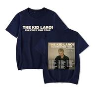 RYSXJLX T-shirt The Kid LAROI The First Time Tour 2024 pour femmes et hommes T-shirt décontracté à manches courtes, bleu marine, XS