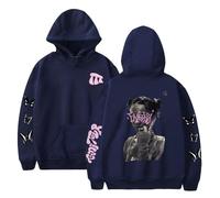 RYSXJLX Tini Stoessel Fantasi Print Sweat-shirt à Capuche Unisexe Décontracté de Mode Rétro Classique Streetwear, bleu marine, L