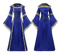RYTEJFES Robe Médiévale Robe Princesse Adulte Disfraz Para Mujer 2XL Rétro Médiévale pour Femme Longue Noire Femme Gothique Baroque Tenue Costume Renaissance Deguisement Medieval Costume Adulte Belle