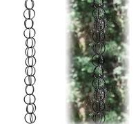 Rytgdxss Chaine de Pluie 2.2m Gouttière Élégante et Écologique pour Drainage des Eaux de Pluie Décoration de Jardin Zen et Moderne Double Anneau Noir-A-2.2m