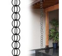 Rytgdxss Chaîne de Pluie Aluminium Brun Patiné - avec Système de Crochet pour Fixation Rapide - Anti-Rouille- Parfaite pour Maison de Campagne, Jardins Traditionnels et Décoration d'Entrée-3m(10ft)
