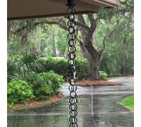 Rytgdxss Chaîne de Pluie Longueur 5mètres - Double Cercle pour Grands Espaces - Installation Rapide et Solide - pour Maison, Cabane, Pergola et Tout Abri de Jardin-Noir-A-5m(16.4ft