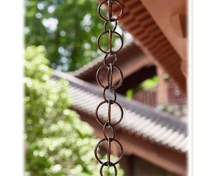 Rytgdxss Chaine Pluie Chaine de Pluie Design Contemporain en Acier Inoxydable Alternative Élégante aux Descendeurs Classiques pour Terrasse et JardinDouble Anneau Marron-B-5m