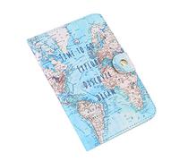 RYTTGOP Porte-Passeport pour Le Porte-Passeport de Voyage Portefeuille PU Leather Couverture de Protection d'impression Mignonne pour Les Femmes et Les Hommes voyageant (Carte du Monde)