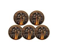 RYUKENLM Lot de 5 pièces de pièces de monnaie de défi Templiers Armure de Dieu Symbole de force et de foi Pièces inspirantes de croisade médiévale - Cadeau idéal pour les amateurs d'histoire, de foi